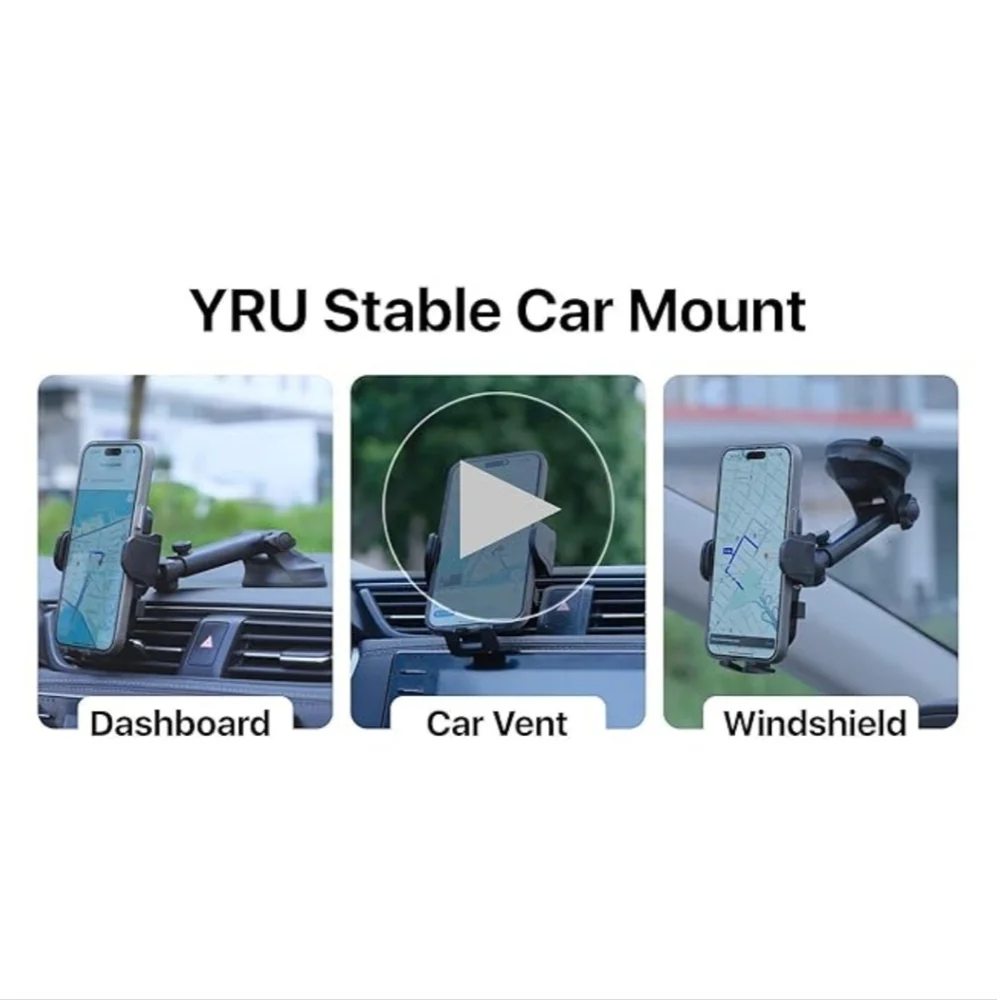 NEW - YRU Black Car Phone Mount